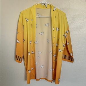 Yellow/Orange Geometric Pattern Men’s Shirt Size Large